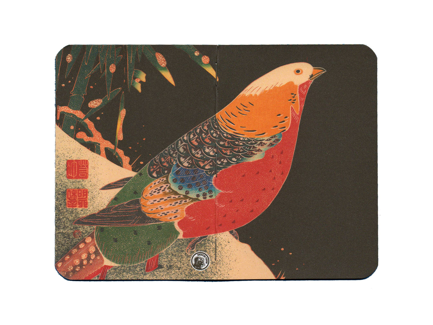 "Golden Pheasant in the Snow"  Handcrafted Pocket Notebook